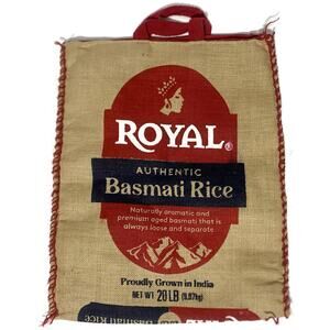 Royal Basmati Rice Bag 20 lbs Burlap Bag Heavy Duty Zip Closed BAG ONLY